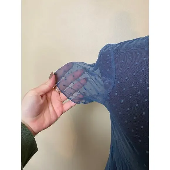 victoria’s secret mesh blue short sleeve t-shirt xs blouse NWT - Picture 2 of 5